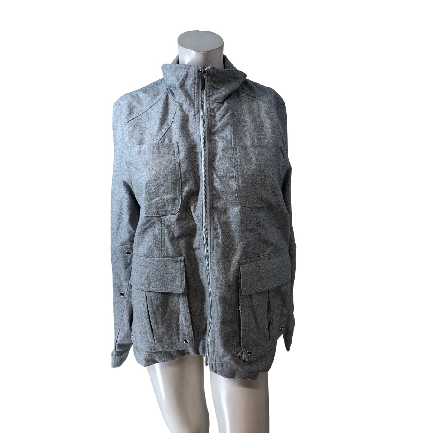 Branded XL Zip Up Jacket Women's Grey Casual Style With Pockets