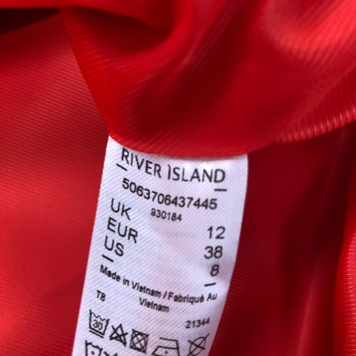 River Island Red Satin Dress with Bow Details Size 12