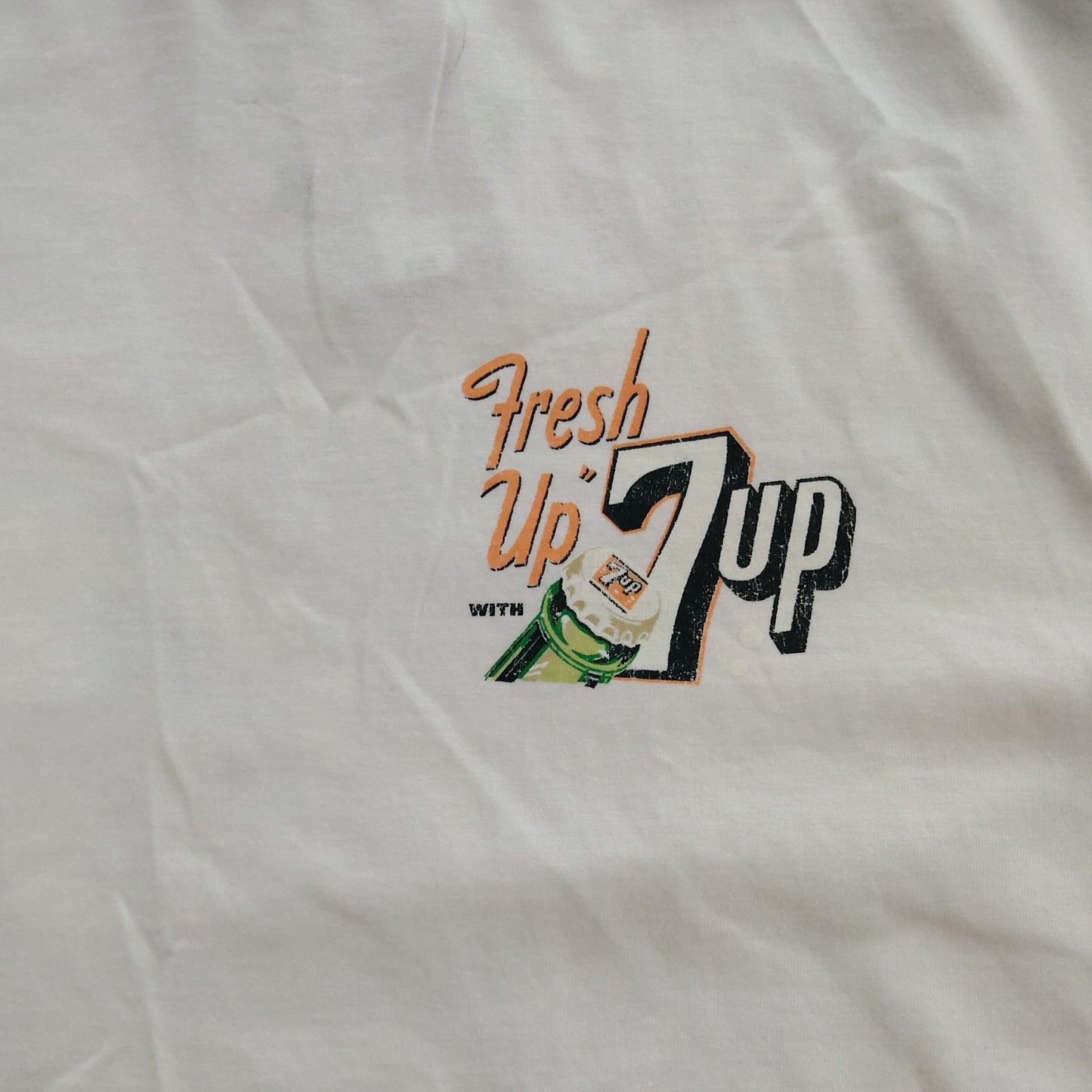 River Island Fresh Up 7Up T-Shirt UKXXL Mens White Short Sleeve Graphic Tee
