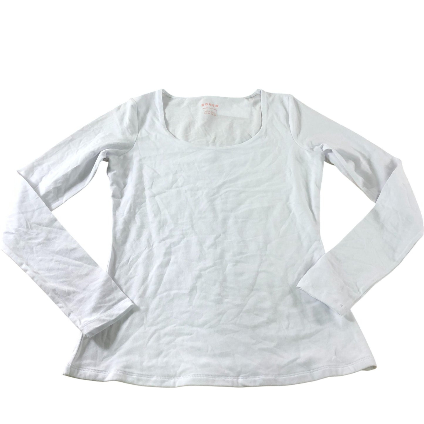 Boden White Scoop Long Sleeve Top - Size 10