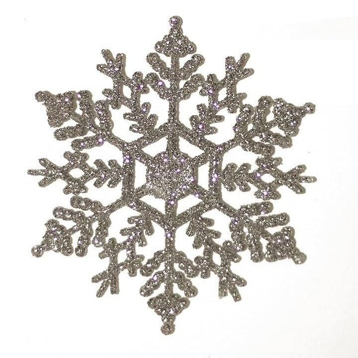 Silver Pendant Snowflake Christmas Tree Decorations 12 Pack