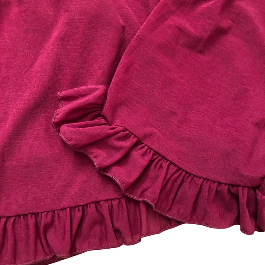 River Island Ruffled Sleeve Top Size 14 Women's Red Cotton Casual Blouse