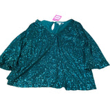 Sequin Blouse UK16 Women's V Neck Green Party Top 100 Percent Polyester