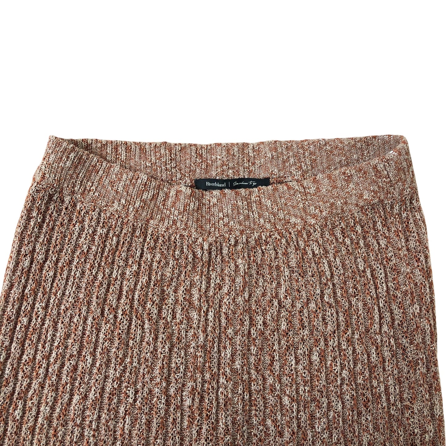 River Island Flared Knit Trousers Women's Flare Leg Brown Mix L