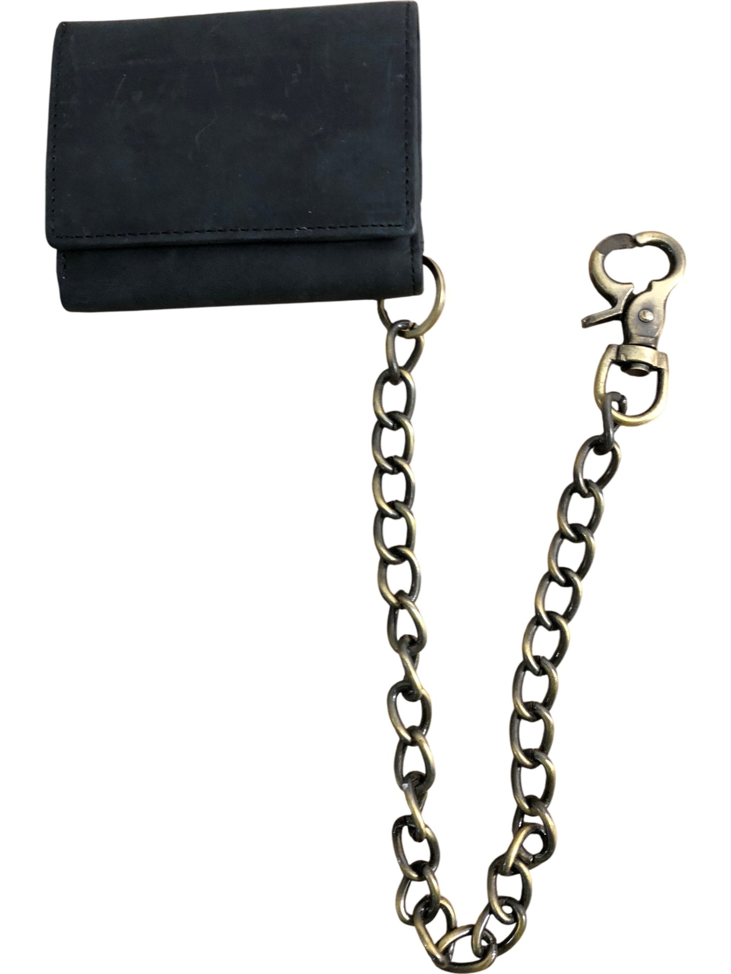 RFID Blocking Wallet Black Leather Chain Clip Closure Compact Design