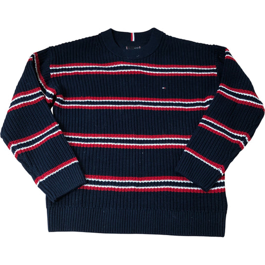 Tommy Hilfiger Striped Sweater 14-15 Years Unisex Navy Red White Knitted Jumper