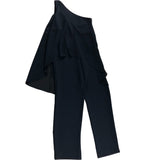 Branded Black One Shoulder Jumpsuit - Size 8