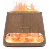 SALKING Salt Lamp & Flame Essential Oil Diffuser Aroma Dark Wooden