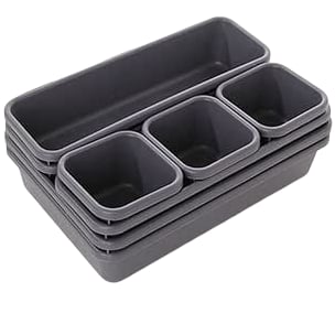 Interlocking Desk/Jewellery Organiser with Compartments Grey Plastic Storage