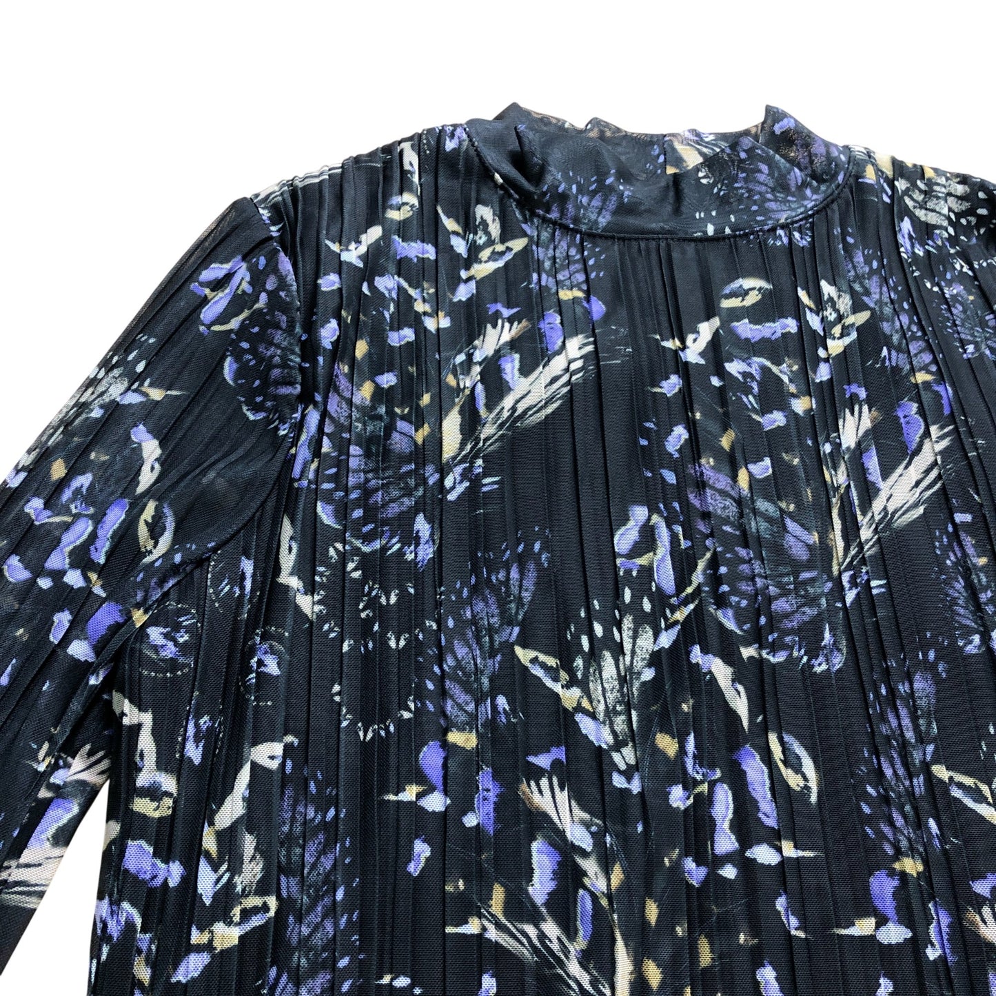 Branded Black Abstract Print Mesh Midi Dress - Size 8