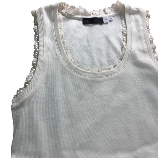 Sleeveless Maxi Dress Size M Women's White Cotton Lace Trim Feature