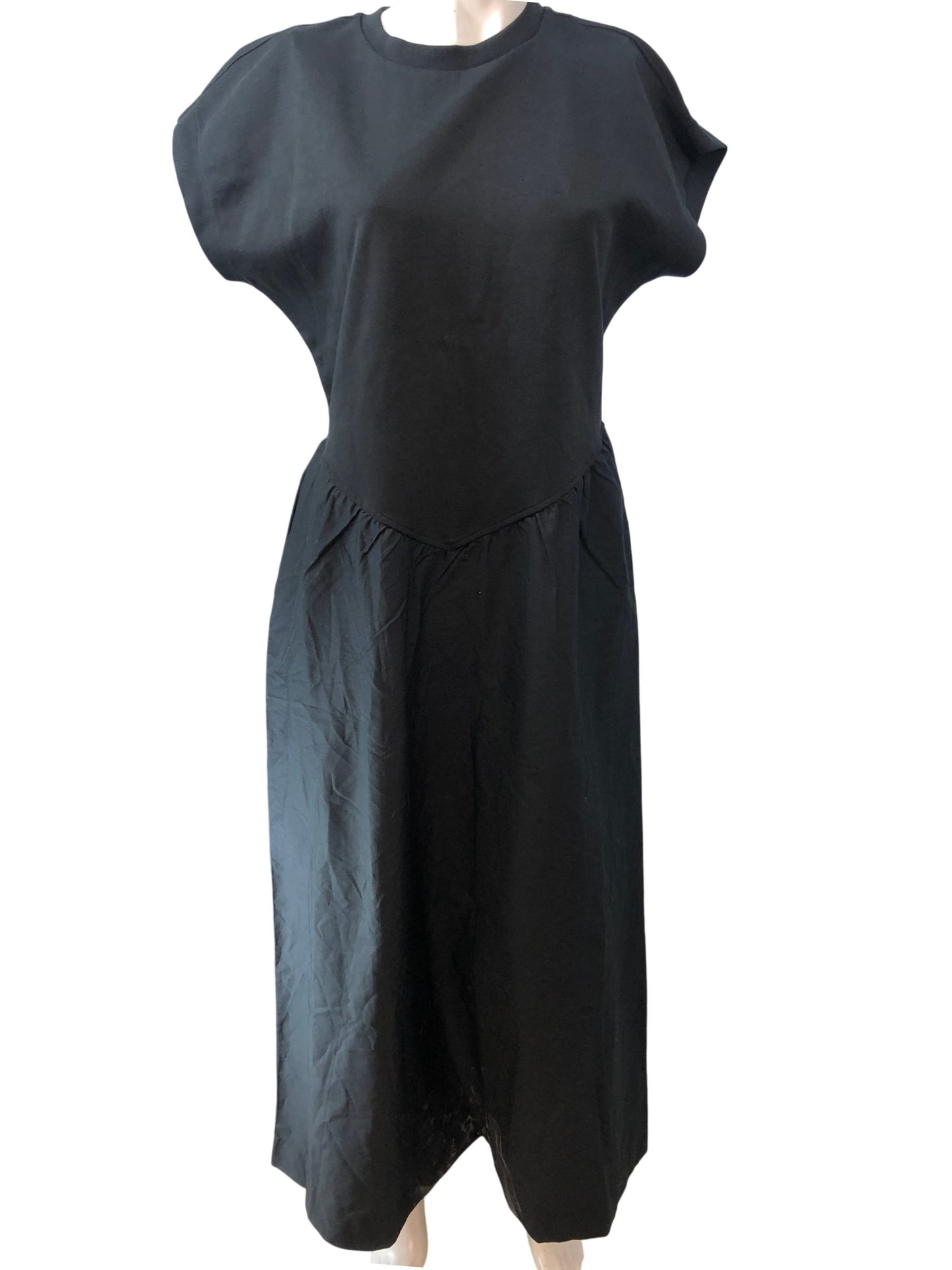 AllSaints Women's Black Midi Dress Size UK10 Elegant Flowing Design Cotton Blend