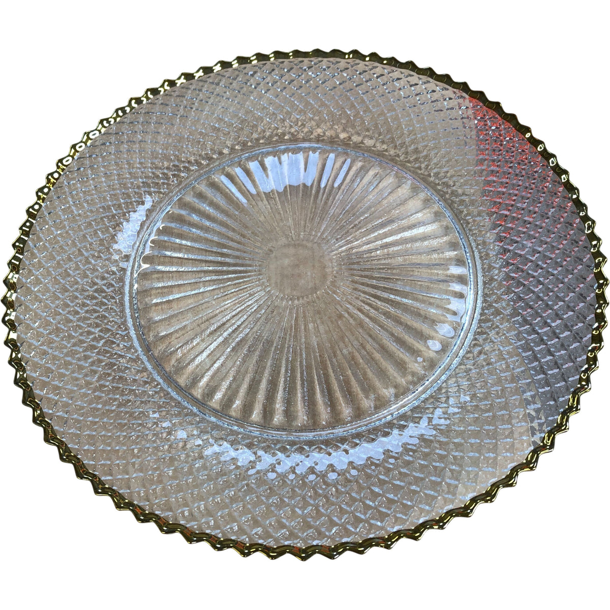Elegant Glass Serving Platter With Gold Trim Decorative Tableware 13"