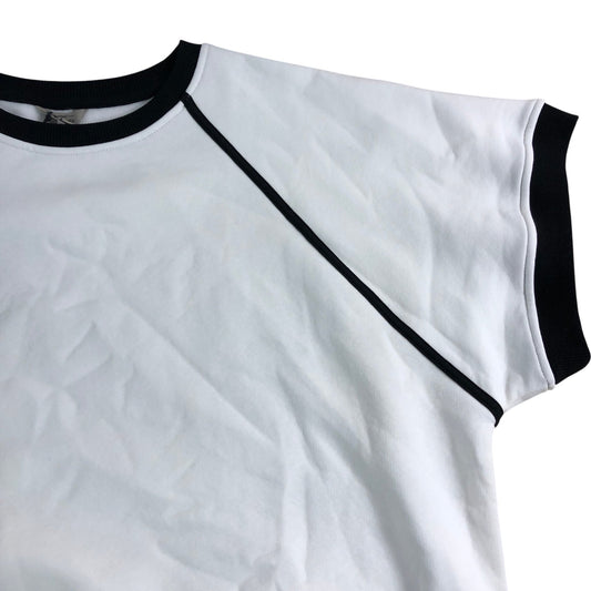 River Island White Black Trim Sweatshirt UK L Unisex Casual Style Top