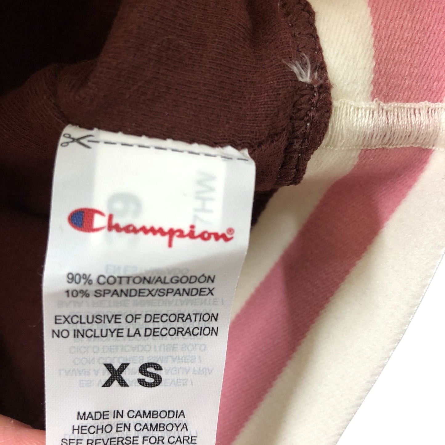 Champion Iconic Bra Top XS Women's Sports Bra Ruby Brown Cream