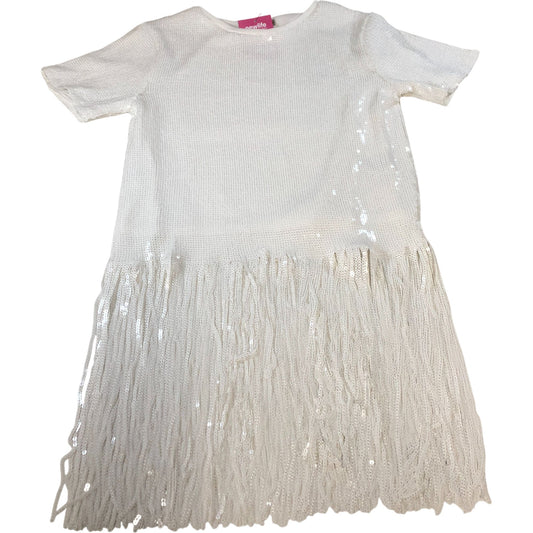 River Island UK8 Women's Sequin Fringe Dress White Party Evening Wear