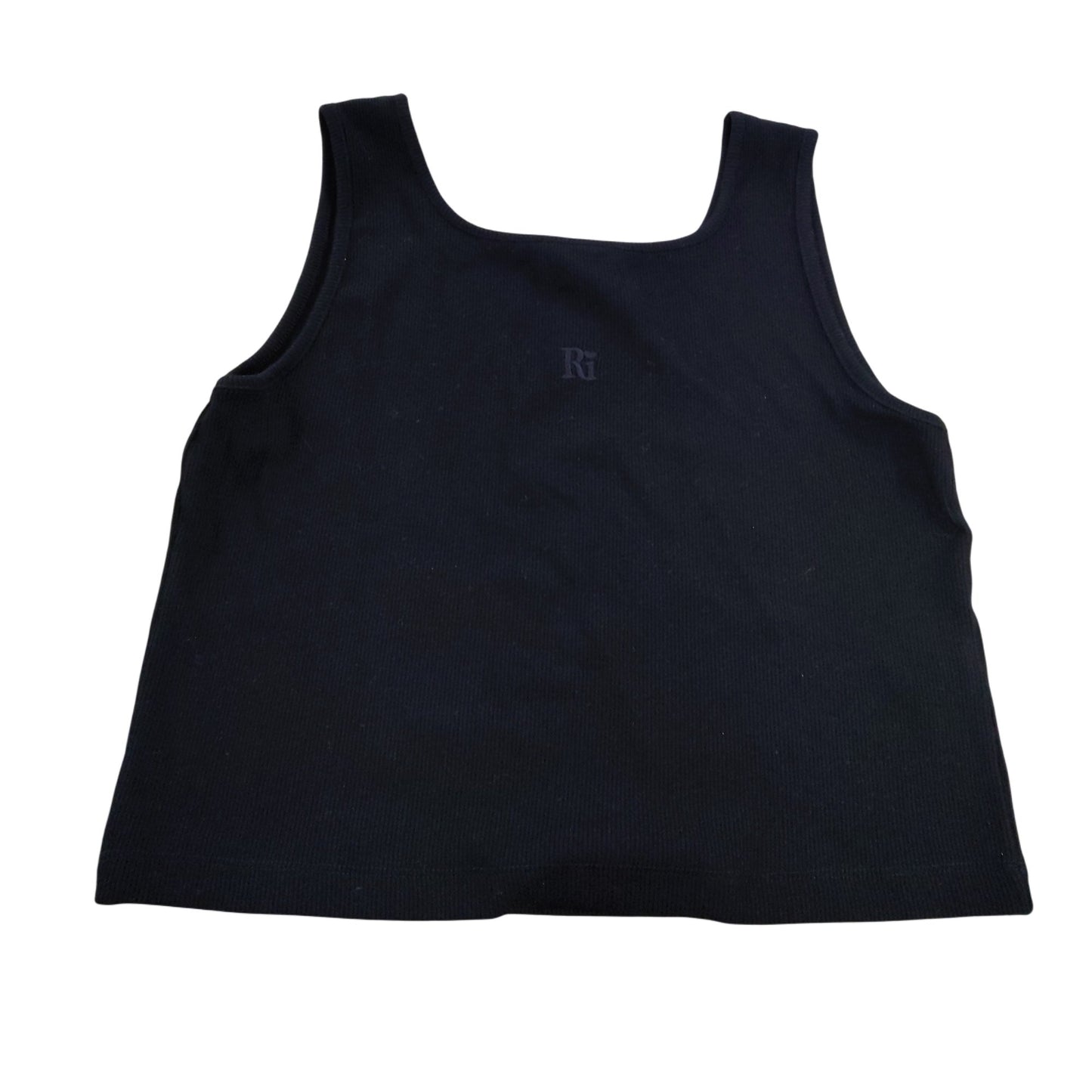 River Island Black Crop Top Girls 13-14Y Ribbed Cotton Sleeveless Casual Wear