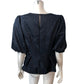 Branded Navy Floral Puff Sleeve Blouse UK12 Women's V Neck Top Semi Sheer