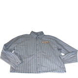 Pacsun Ford Mustang Striped Shirt Size Medium Men's Blue Cotton Long Sleeve