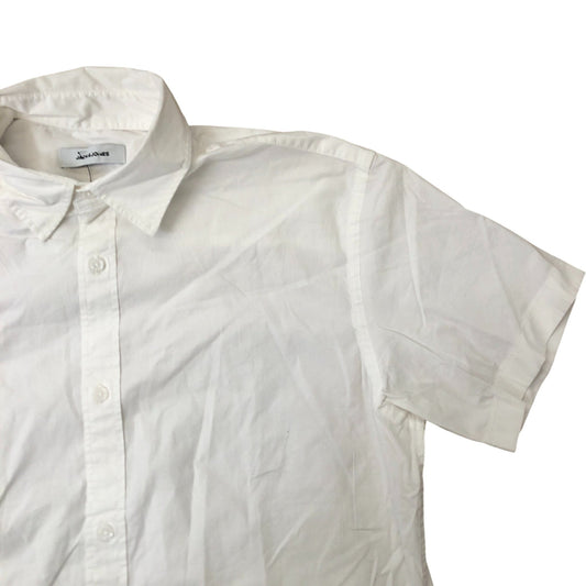 Jack & Jones Short Sleeve Shirt M Men's Casual Cotton White Light Weight