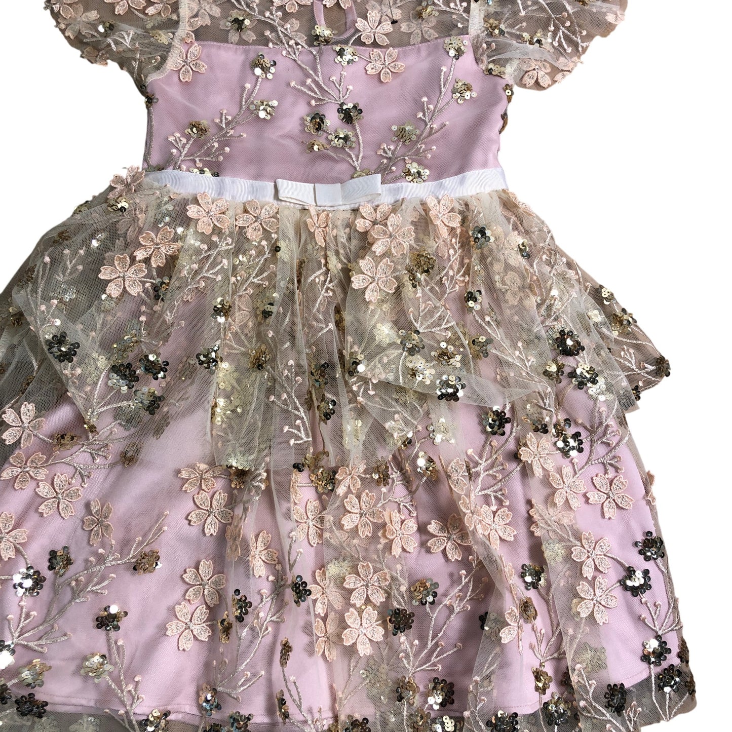 Three Sixty Girls Pink Embellished Dress Size 2-3 Years Floral Design