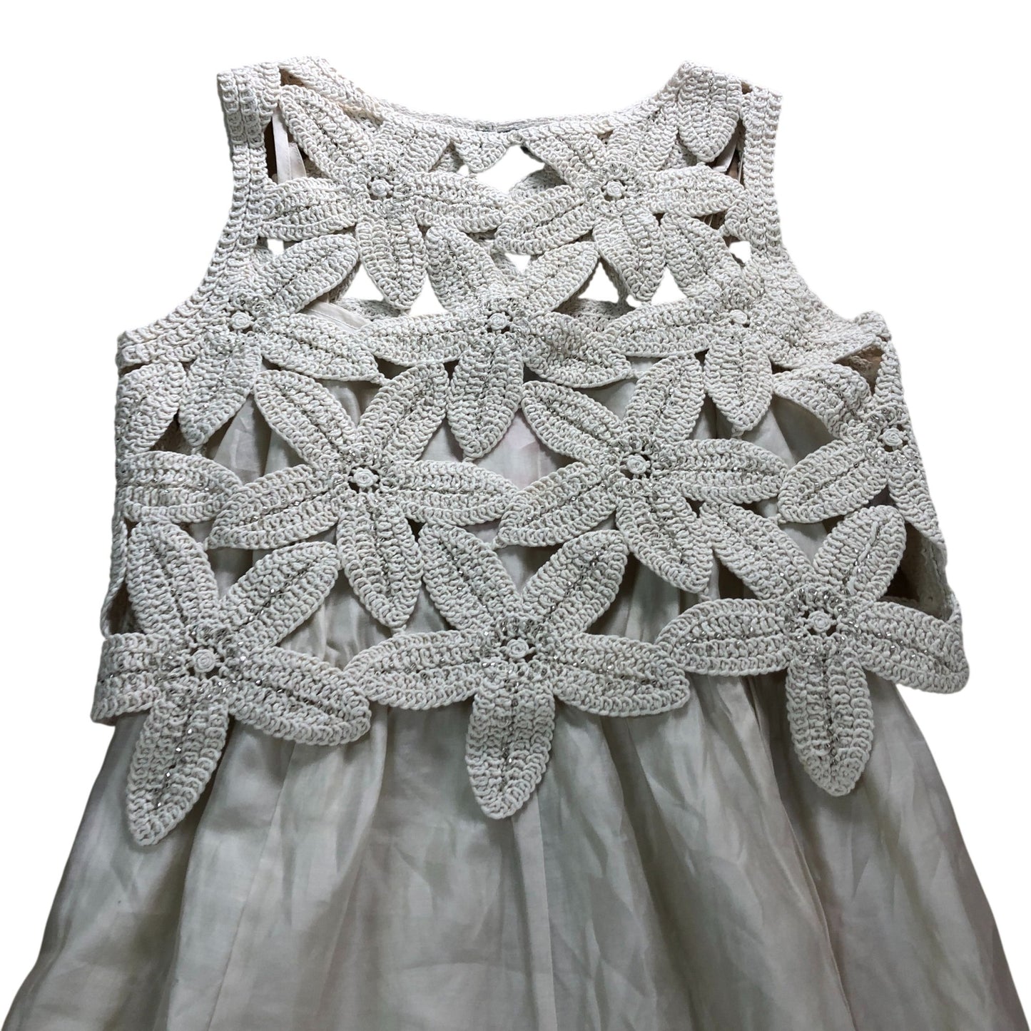 Crocheted Maxi Dress Size S Women's Cream Elegant Style