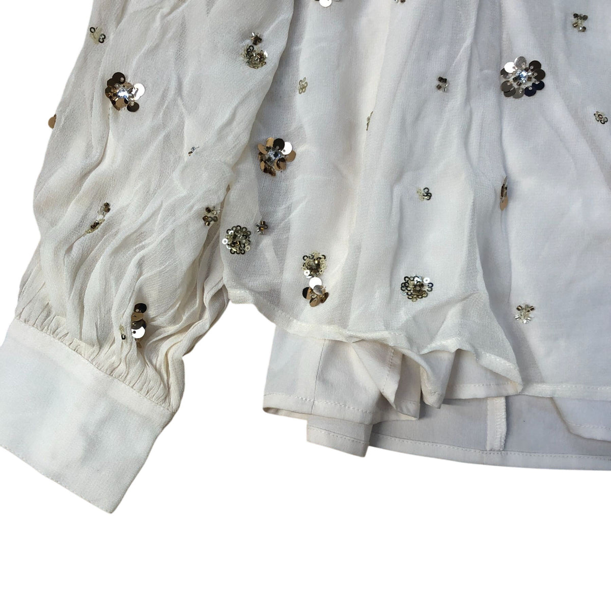 Cream Floral Sequinned Blouse Size 12