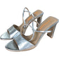 Lou 90 Leather Peep Toe High Heels - Silver - Size UK 5