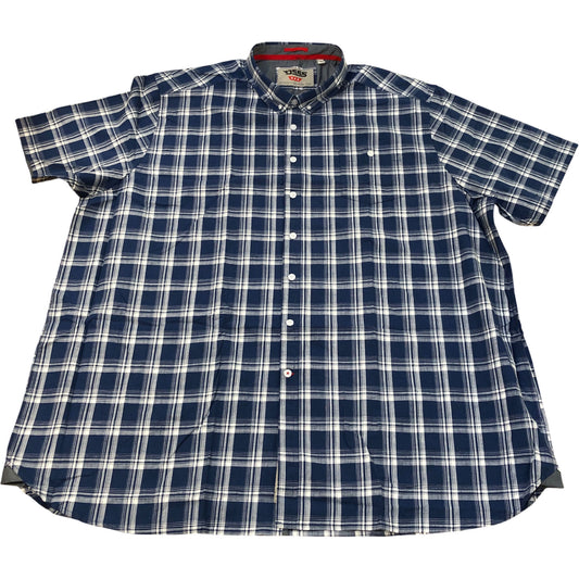 D555 Red Morris French Navy Check Cotton Shirt 5XL