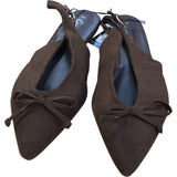 Brown Suede Slingback Flats With Bow Detail Size 7