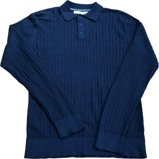 River Island Long Sleeve Polo Navy Size S