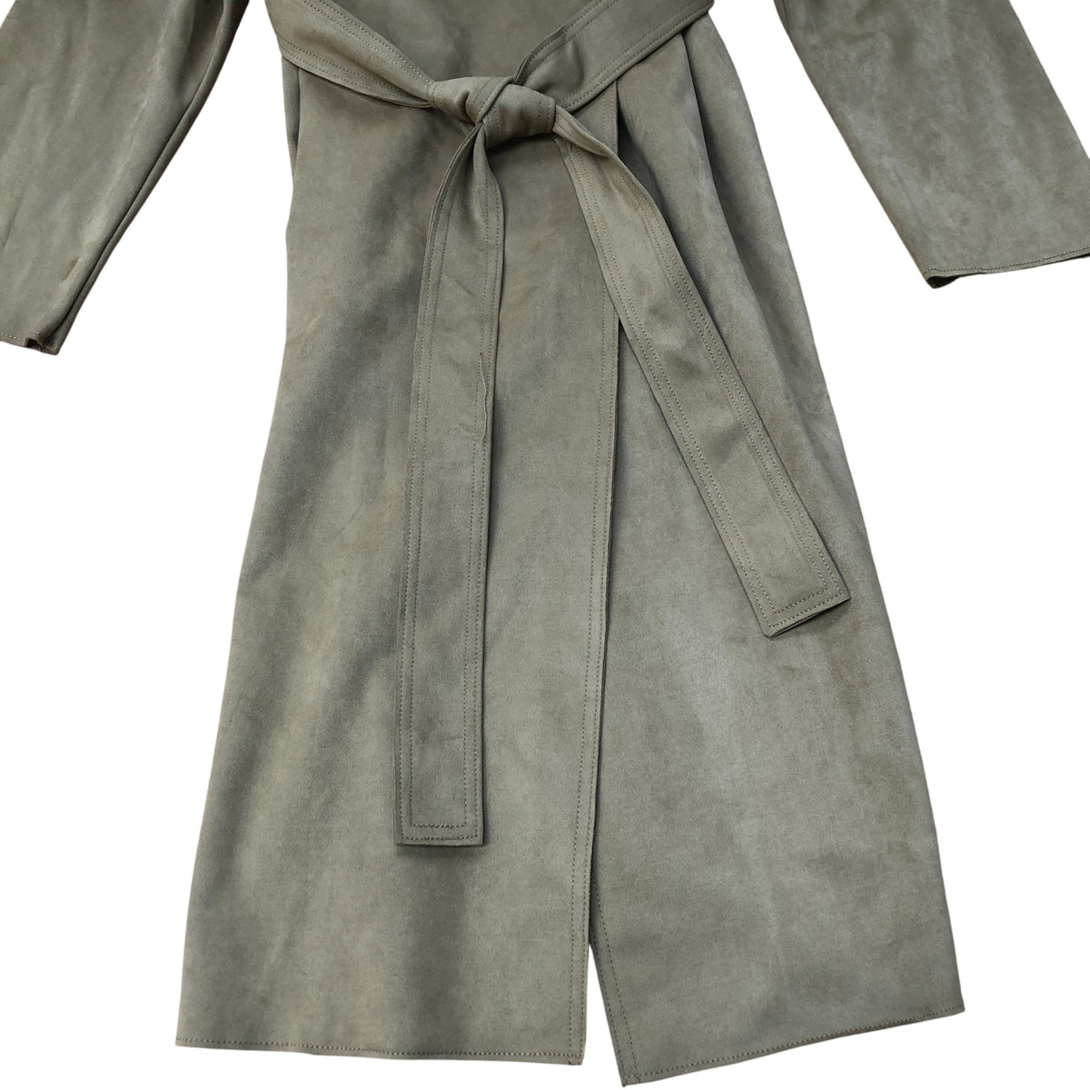 Trench Coat Medium Women's Beige Button Closure Tie Waist Long Sleeve Medium