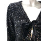 Sparkly Sequin Jacket UK12 Women's Black Velvet Ribbon Detail Evening Wear