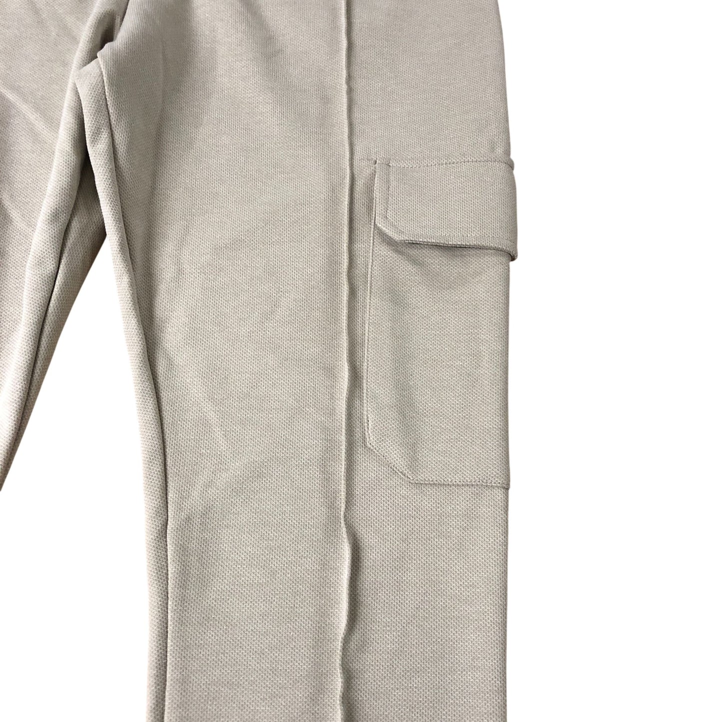 River Island Slim Fit Cargo Trousers UK L Jersey Light Stone Elasticated Cuff