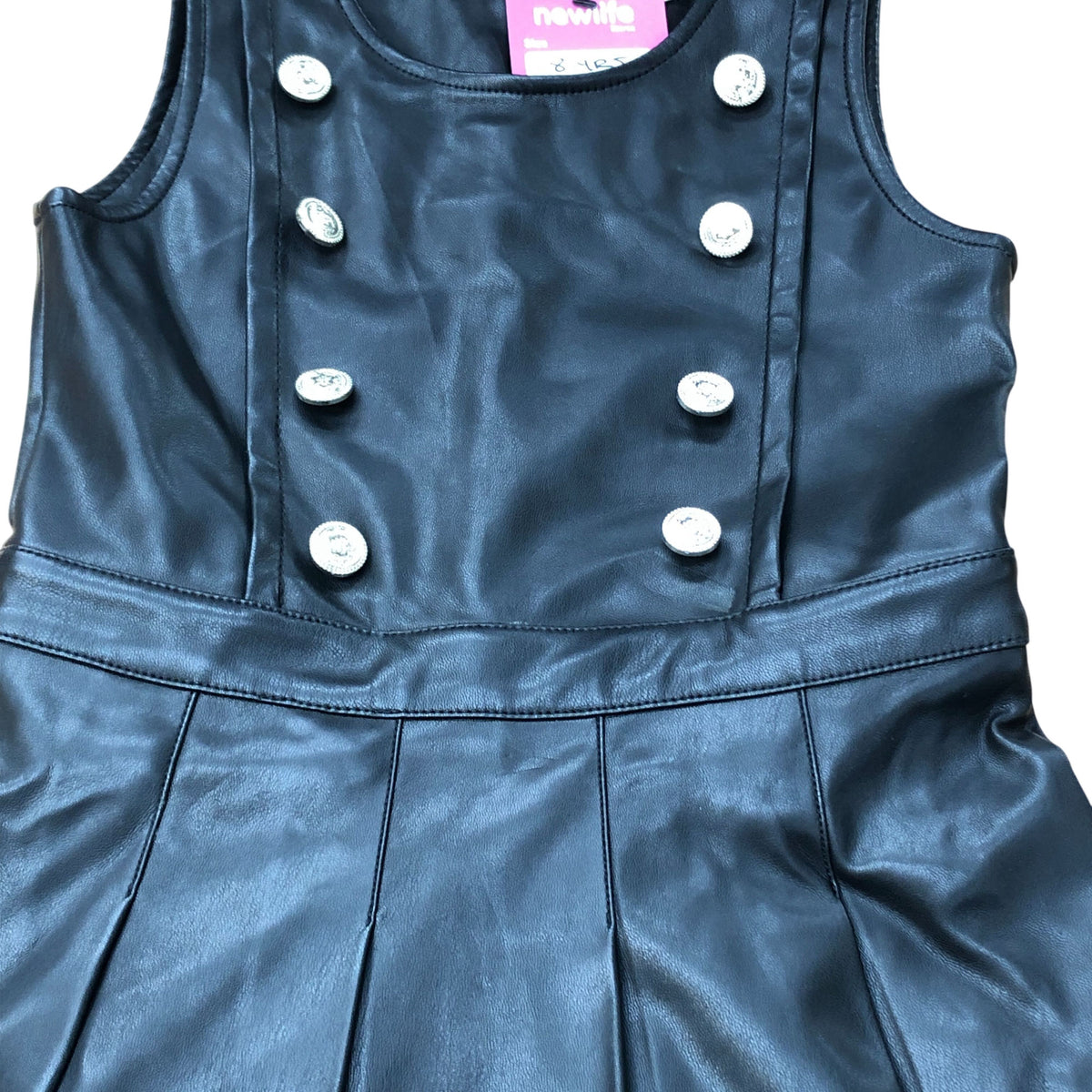 River Island Sleeveless A Line Dress 8 Years Girls Black Faux Leather