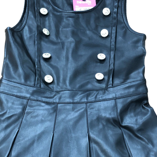 River Island Sleeveless A Line Dress 8 Years Girls Black Faux Leather