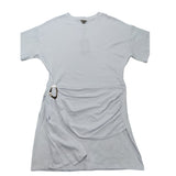 River Island Women's White Short Sleeve Dress Size 14 With Gold Accents