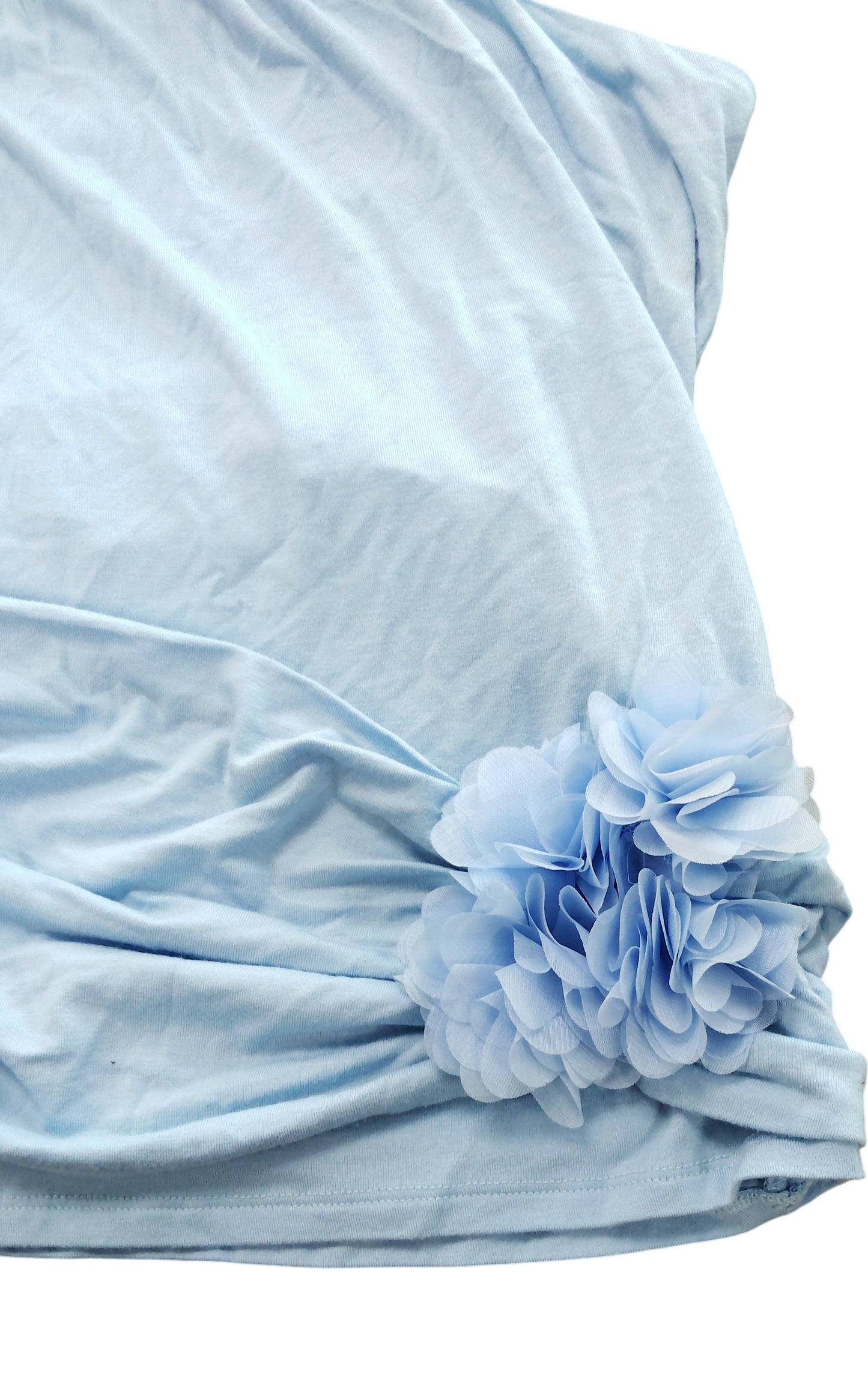 River Island UK10 Women's Blue One Shoulder Top Ruched Side Floral Detail