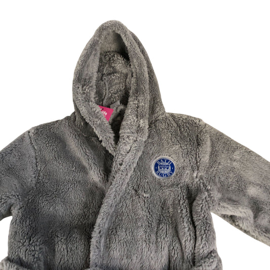Bath Rugby Hooded Robe Kids Size 7-8 Years Soft Fleece Grey