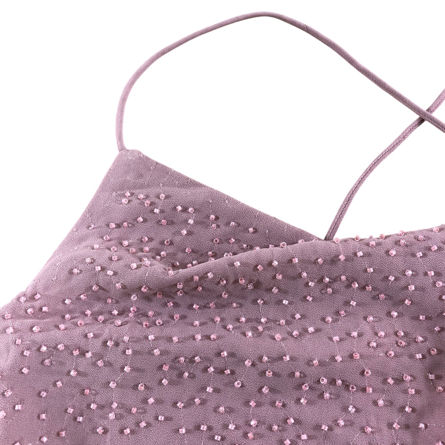 River Island UK12 Women's Pink Beaded Cami Top Spaghetti Straps