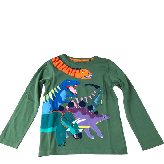 Boden Long Sleeve Dinosaur Print T-Shirt Kids Green 7-8 Years