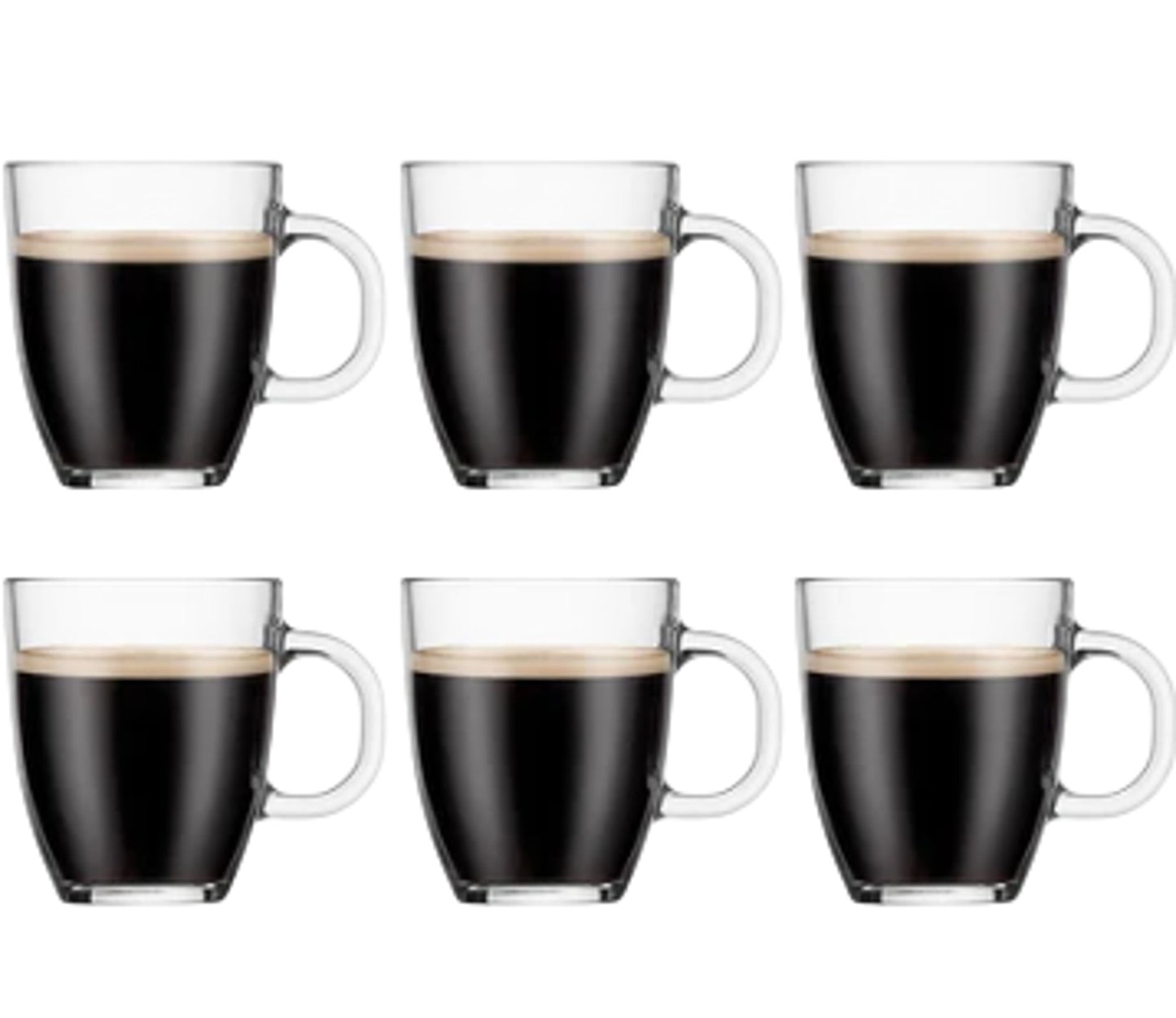 BODUM BISTRO Transparent Coffee Mug 0.35L 12oz Pack of 6 New