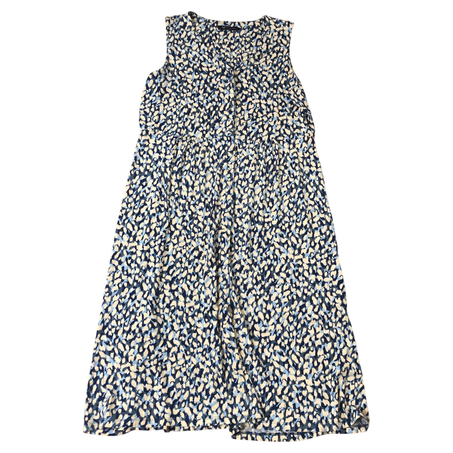 Crew Clothing Company Sleeveless Dress Size 16 Women's Floral Print Blue Cream