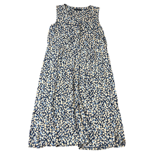 Crew Clothing Company Sleeveless Dress Size 16 Women's Floral Print Blue Cream
