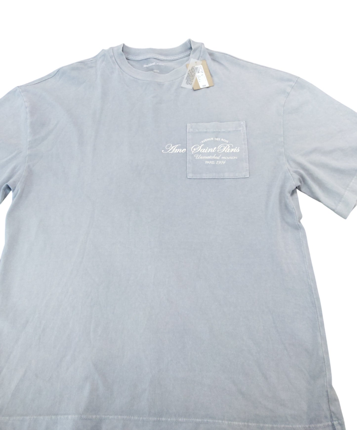 River Island Studios Oversized Fit T-Shirt Size S Men's Light Grey Casual Top