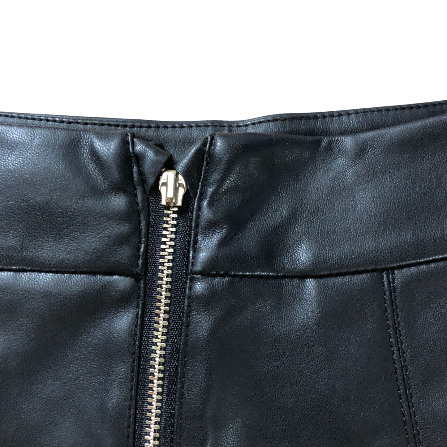 River Island Girls Pleated Skirt 9-10 Years Black Faux Leather Zip Detail