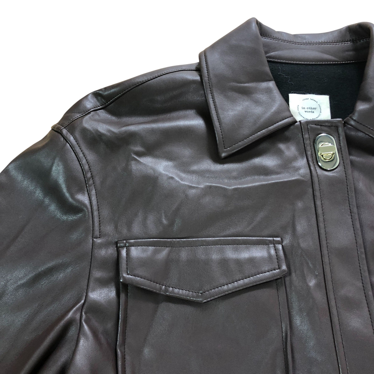 River Island Brown Faux Leather Shirt Jacket UK12 Women's