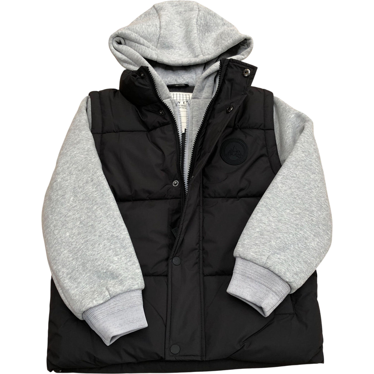 River Island Kids Puffer Hooded Gilet Jacket Black/Grey