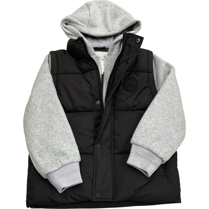 River Island Kids Puffer Hooded Gilet Jacket Black/Grey