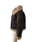 American Eagle Brown Shearling Biker Jacket Large Women's Faux Fur Collar